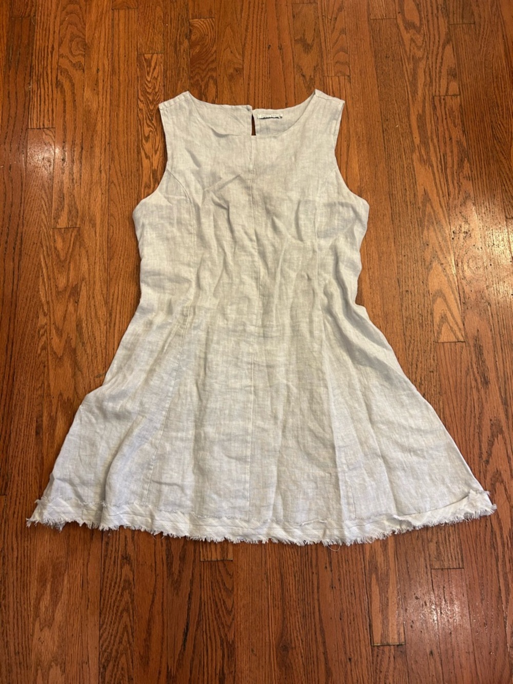 Tempo Paris Linen Dress Raw Hem Light Denim Blue Sleeveless Large - Picture 3 of 10